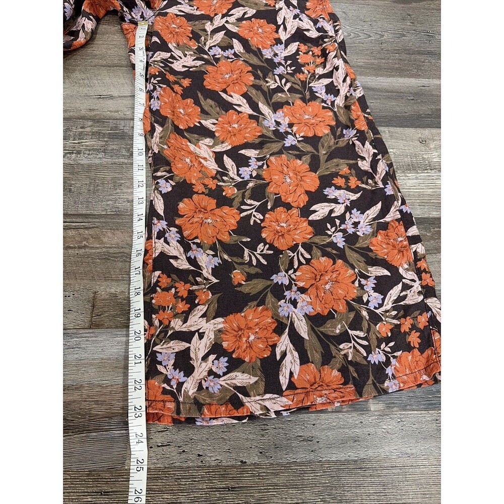 Haute Hippie Pants 100% Linen Floral Wide Leg Cropped Pants Size L Resort Vaca - Picture 6 of 13